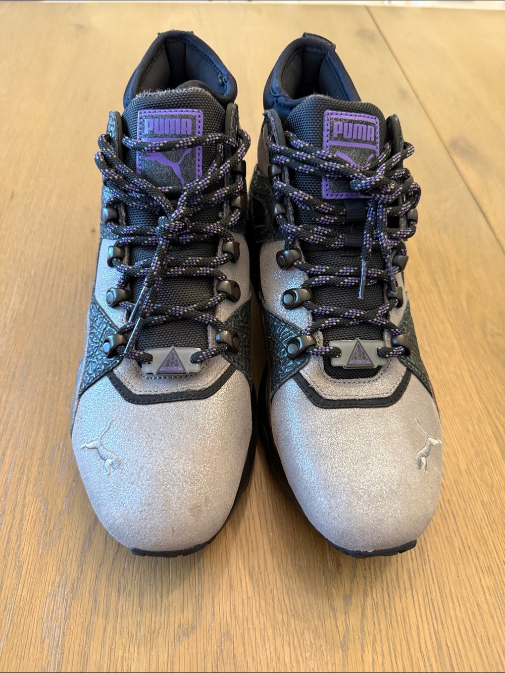 Puma  Trinomic Gray, Black & Purple Hiking-Inspired Sneakers